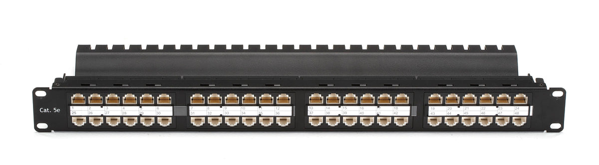 Black Box JPM810A-HD Cat5e Feed-Through Patch Panel, 1U 48-Port Unshielded