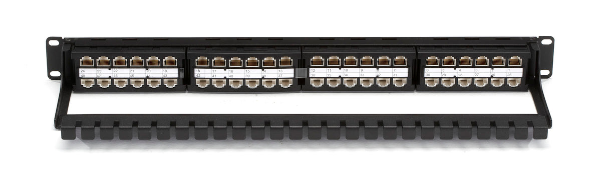 Black Box JPM820A-HD Cat6 Feed-Through Patch Panel, 1U 48-Port Unshielded — view 2
