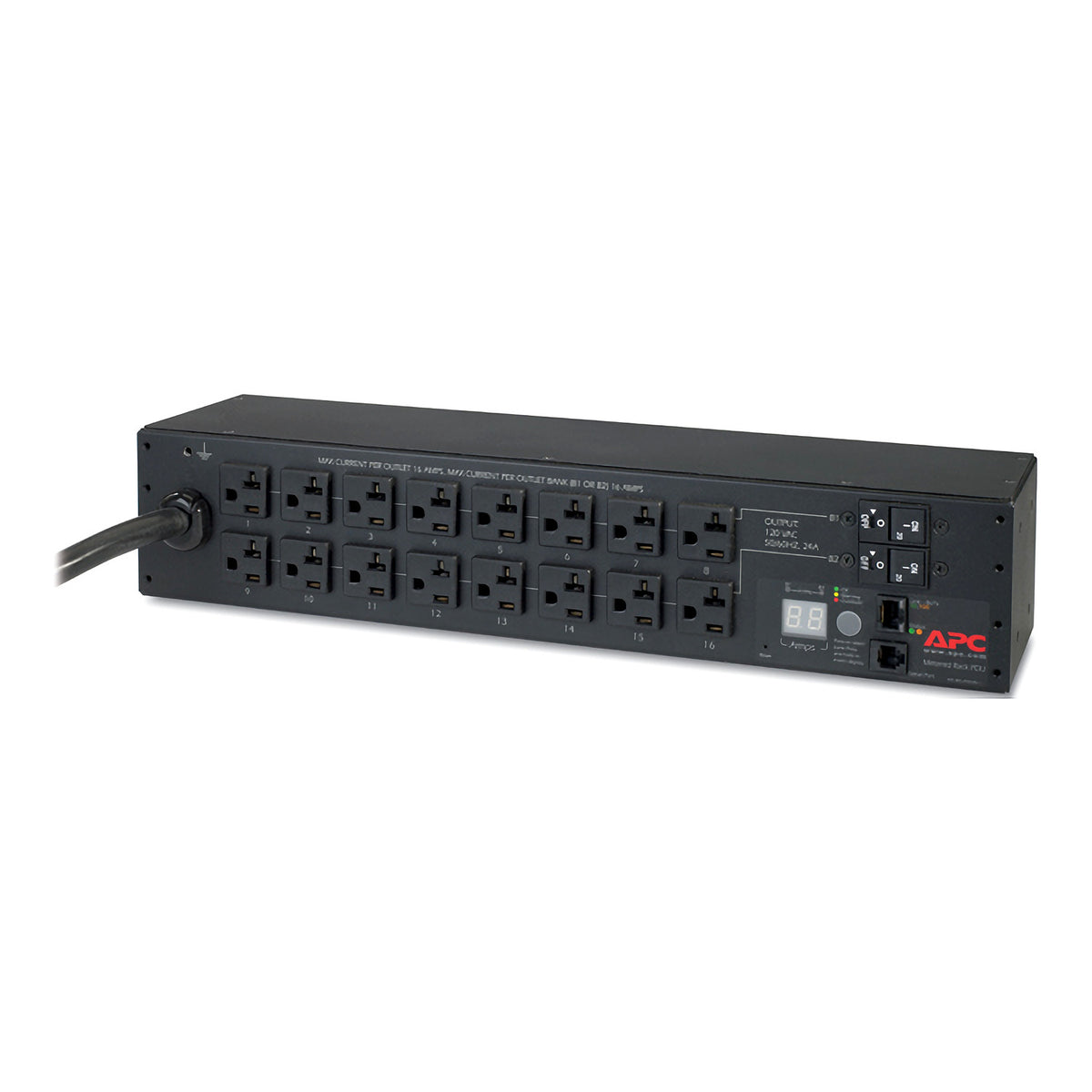 APC AP7802B Metered Rack PDU, 2U 120V 30A, (16) 5-20R