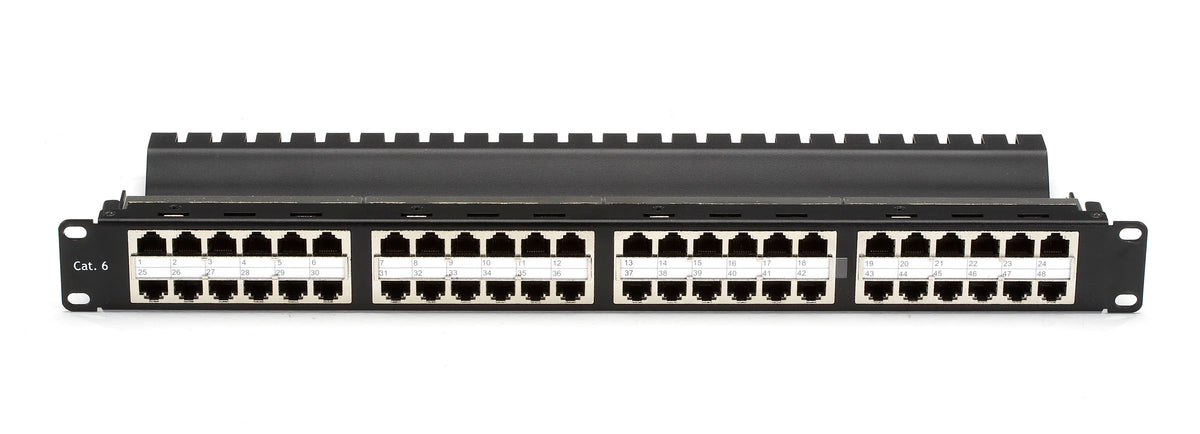 Black Box JPM806A-HD Cat5e Feed-Through Patch Panel, 1U 48-Port Shielded
