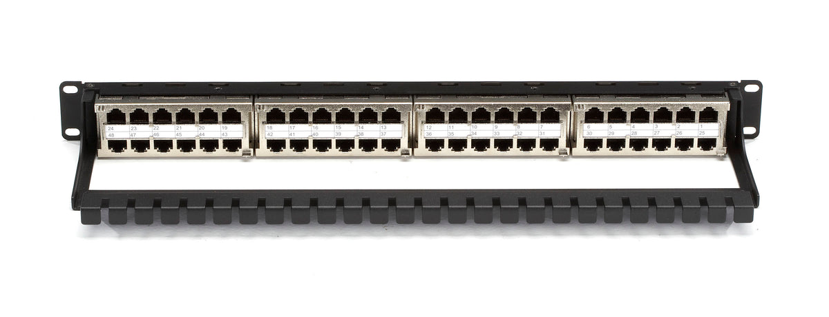 Black Box JPM806A-HD Cat5e Feed-Through Patch Panel, 1U 48-Port Shielded — view 2