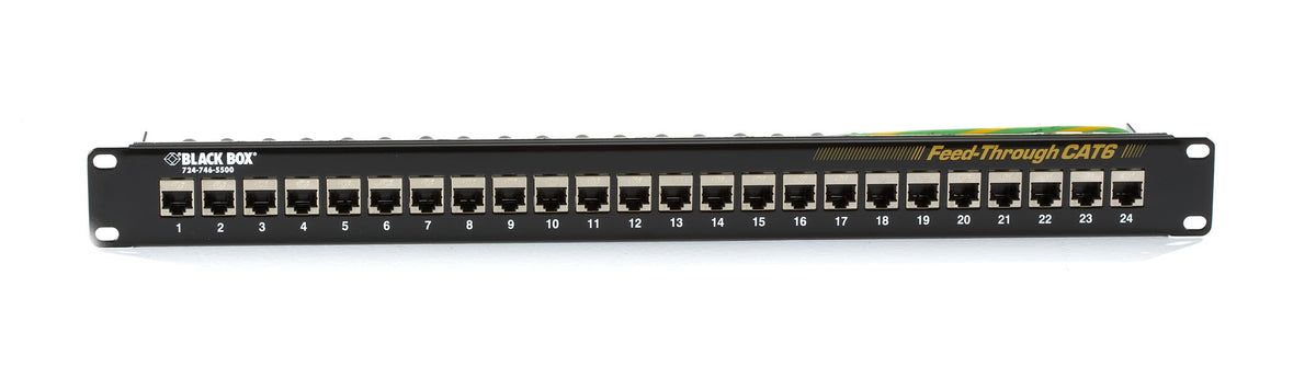 Black Box JPM814A Cat6 Feed-Through Patch Panel, 1U 24-Port Shielded
