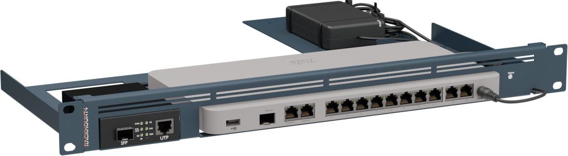 Rackmount.IT RM-CI-T24MC Rack Mount Kit for Cisco Meraki MX68, MX75 with Media Converter